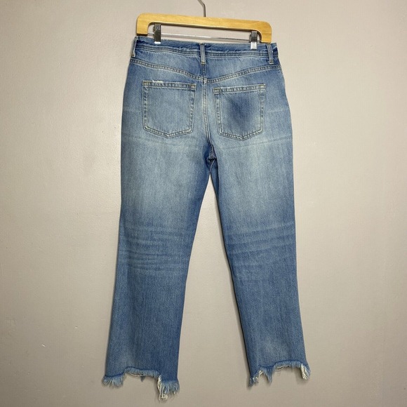 Free People We the Free Straight Leg Cropped Distressed Jeans Button Fly Size 28 - Picture 3 of 16